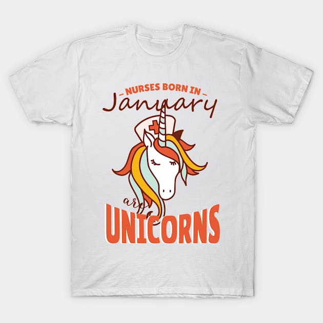 January Nurse Unicorn T-Shirt by TomCage